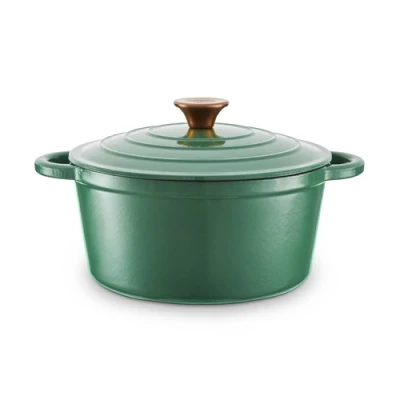 Image of Barbary &amp; Oak Foundry 24cm Round Cast Iron Casserole Dish Verdigris Green