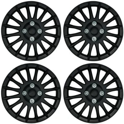Image of 15&quot;/15 INCH MATT BLACK WHEEL TRIMS/COVERS/HUB CAPS SET OF FOUR