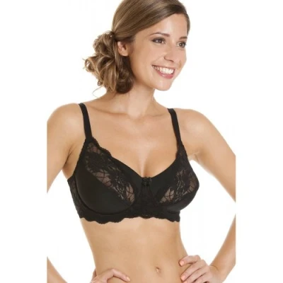 Image of Camille Womens Full Cup Underwired Lace Bra Black 34D