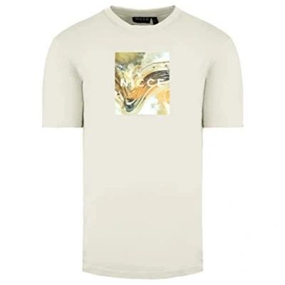 Image of NICCE Round Neck Short Sleeve Mens Cream Aerial Box T Shirt 211 1 09 12 0343 Cotton Size X Small