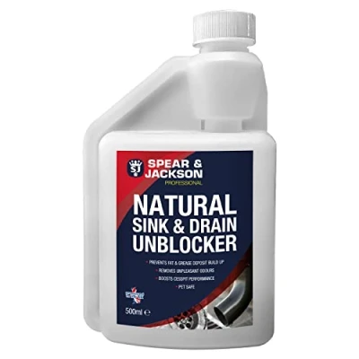 Image of Spear and Jackson Natural Sink Drain Unblocker 1 x 500ml Suitable for indoor outdoor use (1) (SJ54171)