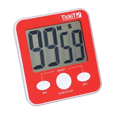 Image of TickiT 92077 Jumbo Timer Red Digital with Large Display Stand and Magnet for Mounting