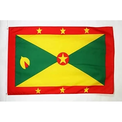Image of AZ Flag Grenada 3x5 Ft Light Polyester Grenadian Banner with Two Brass Eyelets Fade Resistant Vivid Colors 3&#039; x 5&#039; Feet 150x90 Cm