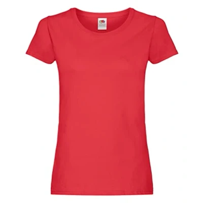 Image of FRUIT OF THE LOOM Women&#039;s Valueweight Short Sleeve T Shirt, Red, XS UK