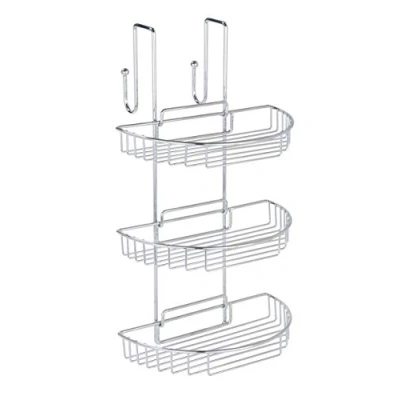 Image of Wenko 3318810100 Bathroom Hanging Rack 3 Detachable Shelves, 2 Hooks, Metal Steel, 29 x 51 27 cm, Chrome