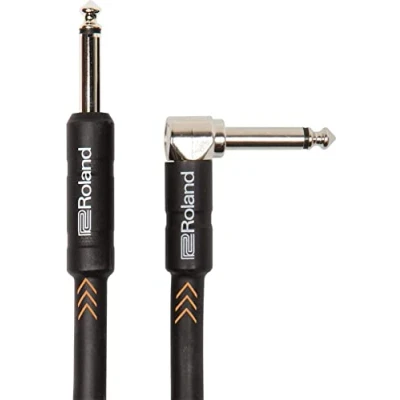 Image of Roland Black Series Instrument Cable, Angled/Straight 1/4&quot; Jack Ric B20A, Length: 20Ft / 6M