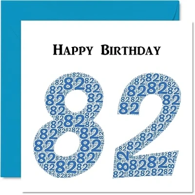Image of Fun 82nd Birthday Cards for Men Shapecloud Happy Card Dad Mum Great Grandad Grandpa Nanny Grandma Gran Uncle Auntie, 145mm x Greeting Cards,