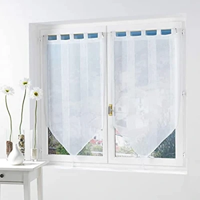 Image of Douceur d&#039;Intérieur Pair Pompon Sand Salina White Polyester 60 x 160 cm