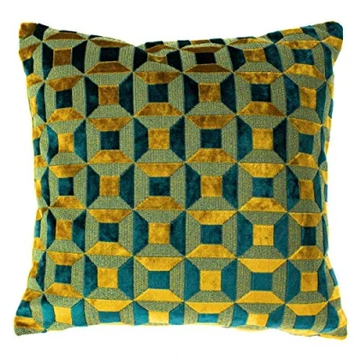 Image of Paoletti Empire Polyester Filled Cushion, Teal/Gold, 45 x 45cm