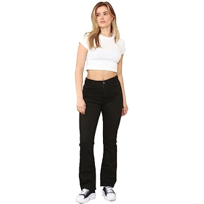 Image of 989Zé ENZO Womens Bootcut Jeans Trousers Ladies Casual Comfort Stretch Denim Pants All Waist Sizes UK EZL430 Black 18