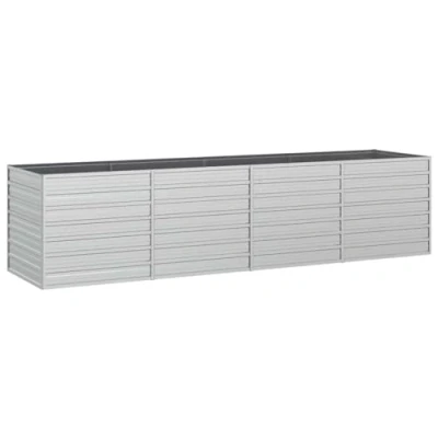 Image of vidaXL Galvanized Steel Raised Garden Bed Large Size Silver Metal Outdoor Planter for Balcony, Patio Weather Resistant, Easy Assembly, Durable Construction, Rectangular Shape