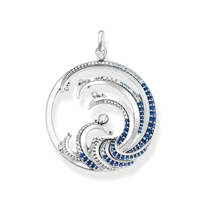 Image of Thomas Sabo Sterling Silver Wave Blue Stones Pendant PE930 644 1