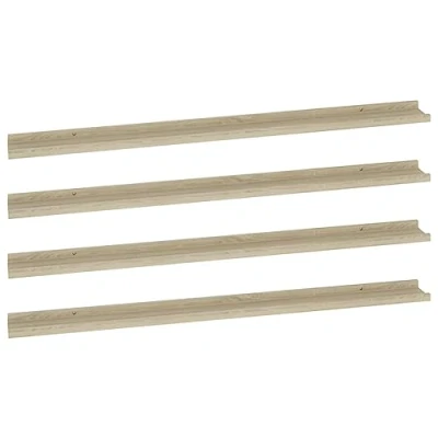 Image of vidaXL Wall Mounted Shelves 4 pcs Sonoma Oak Collection Durable MDF Material Ideal for Books, Collectables, Decorations Sturdy and Easy to Clean