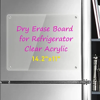 Image of Kamehame Dry Erase Board for Refrigerator, Magnetic Fridge, Clear Acrylic Note Board, 14.2&quot;x11&quot;