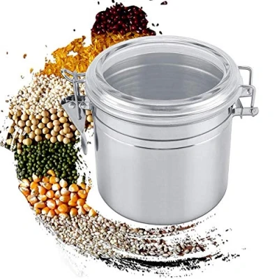 Image of Stainless Steel Coffee Container Vacuum Sealed Storage Jar for Sugar Tea Bean, 800/1100 / 1400 1900ml Food Jars Canisters(M)