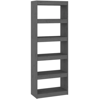 Image of vidaXL Book Cabinet/Room Divider Grey 60x30x167.5 cm Solid Wood Pine
