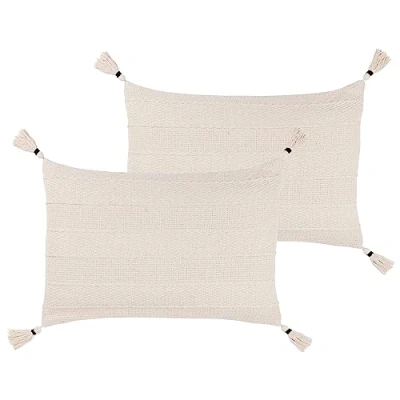 Image of Yard Caliche Textured Tasselled Feather Filled Cushion Twin Pack,40 x 60cm