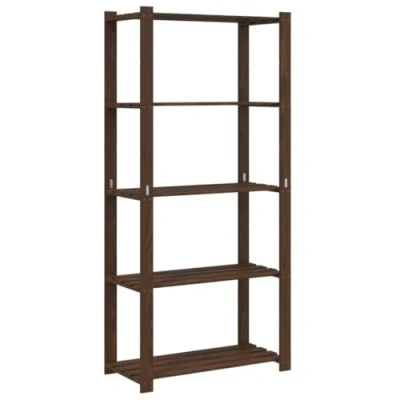 Image of vidaXL 5 Tier Storage Rack Solid Wood Pine Brown Ideal for Home or Office Use Holds up to 250kg