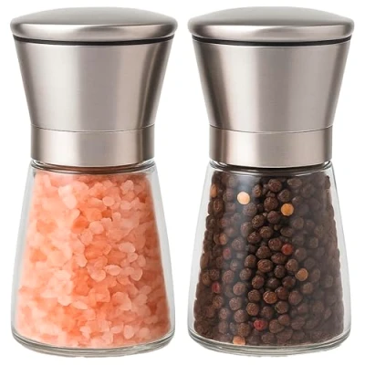 Image of ZENO Salt and Pepper Grinder Set of 2 Mills Stainless Steel