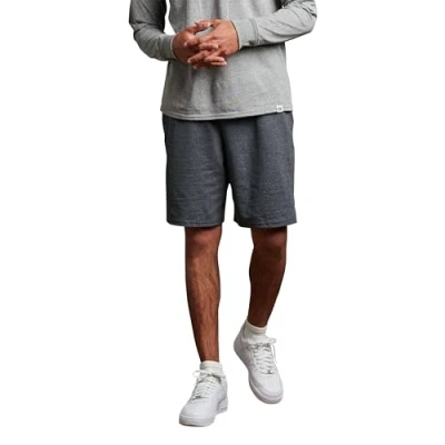 Image of Russell Athletic Men&#039;s Relaxed Fit 9&quot; Cotton Shorts with Pockets, Adjustable Elastic Waist, Sizes S 4X, Black Heather, Medium