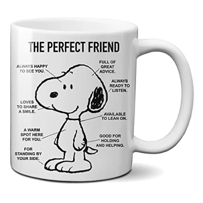 Image of Mugtime (TM) Peanuts Snoopy Perfect Friend Coffee Tea Mug Cup Ceramic Gift 330ml