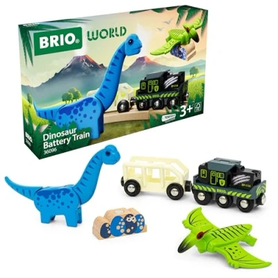 Image of BRIO World Battery Operated Dinosaur Toy Train for Kids Age 3 Years Up Railway Accessories &amp; Add Ons
