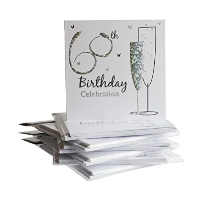 Image of Simon Elvin Multi Pack 36 Holographic 60th Birthday Party Card Invitations &amp; Envelopes