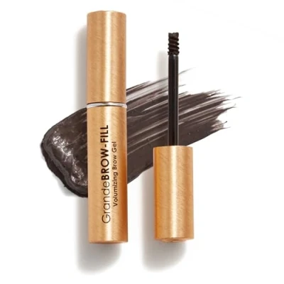Image of Grande Cosmetics GrandeBROW FILL Volumizing Brow Gel, Tinted or Clear Eyebrow Mascara, Soft Flexible Hold, Water Resistant (Ebony)