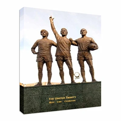 Image of George Best, Denis Law, Bobby Charlton United 12x16 inches canvas Art Cheap Wall Print, classic style prints, premium wooden frames