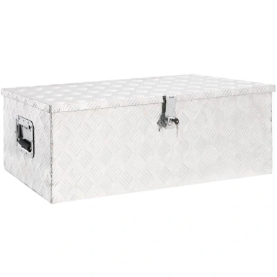 Image of vidaXL Aluminium Storage Box Durable, Rust resistant and Locking System, with Spacious Interior Room, Portable 90x47x33.5 cm, Silver