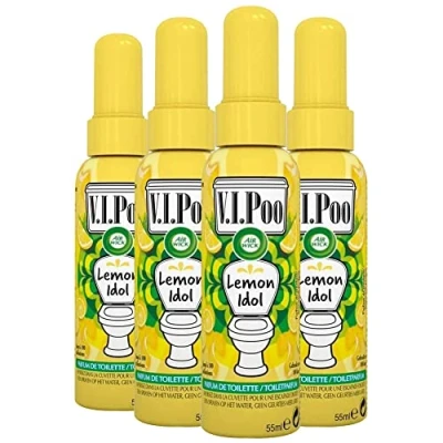 Image of Air Wick V.I.Poo Pre Poo Odour Neutraliser Spray, Lemon Idol, Pack of 4 x 55ml