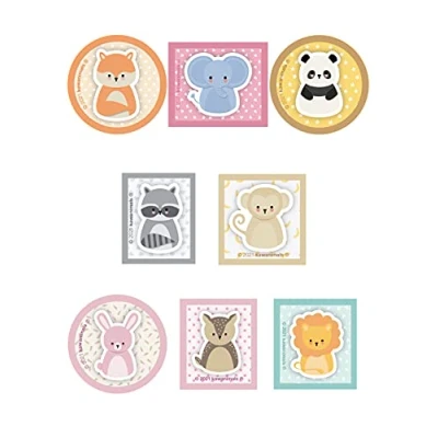 Image of 8 x Children&#039;s Iron on Patches for Clothes, Repairing and Decorating Trousers, Jackets, Jerseys, Backpacks (Animals Dots Shapes)