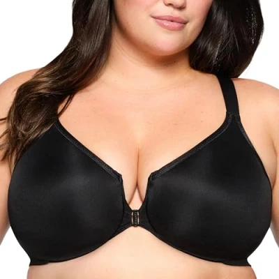 Image of Glamorise Full Figure Plus Size Wonderwire Front Closure Posture Back Bra Underwire #9265 Black