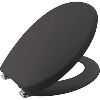Image of BEMIS Buxton/Atlantic Spa Slate Grey Ultra Fix Plastic Thermoplast Toilet seat WC That Will not Loosen and fits Most Toilets Adjustable Chrome Hinges Thermoplastic Easy Installation