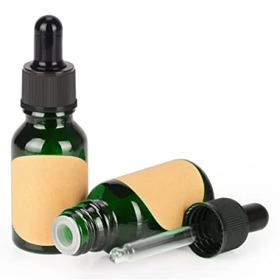 Image of stonylab 2 Pack Glass Dropper Bottle, Empty Bottle with Dropper, Inner Plug and Label for Essential Oils Aromatherapy Fragrances (15 ml, Green)