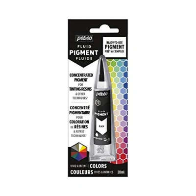 Image of Pébéo Fluid Pigment Liquid Concentrate for Colouring Resin Mixable Colours Opaque or Transparent Effect Natural Origin Black 20 ml