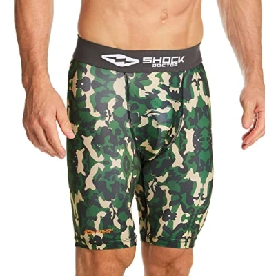 Image of Shock Doctor Adult Compression Shorts w/Bio Flex Supporter Cup, Mens, USA Camo, Large