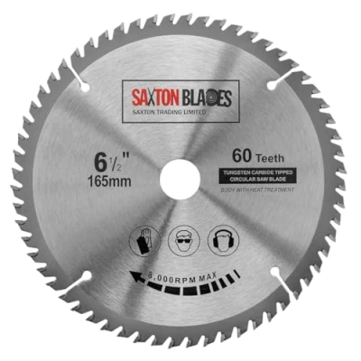 Image of Saxton TCT Circular Wood Saw Blade 165mm x 20mm (16mm Ring) 60 Teeth Compatible with Bosch Makita etc