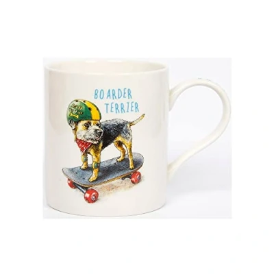 Image of Paranoid Fish Border Terrier Mug Skate Boarder Coffee 300ML