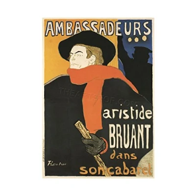 Image of Wee Blue Coo Theatre Cabaret Aristide Bruant Toulouse lautrec Retro Ad Wall Art Print