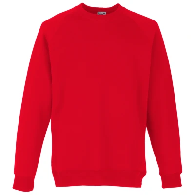 Image of Fruit of the Loom Childrens Unisex Raglan Sleeve Sweatshirt (Red) Size 3 4Y