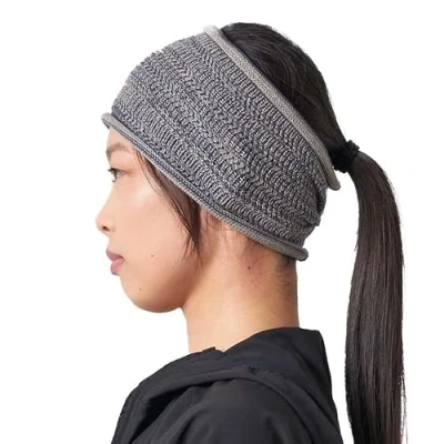 Image of Knitted Turban Headband Men Women Wide Bandana Hair Band Made in Japan with Cotton for Summer Winter Mix Blue