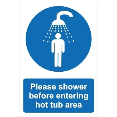 Image of Please shower before entering hot tub area 1mm flexible Plastic sign (200mm x 150mm)