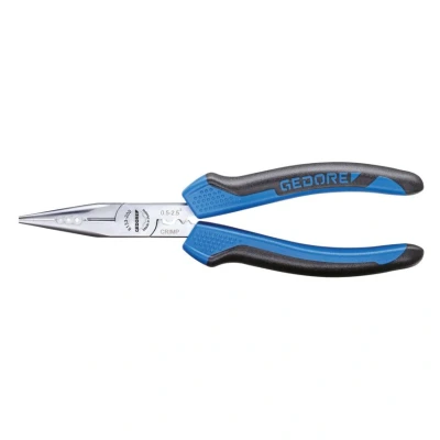 Image of GEDORE Combination pliers for cutting/stripping/crimping, Toothed, Straight, dual material grips, Length 200 mm, 8133 JC