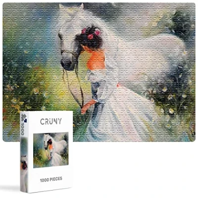 Image of CRUNY 1000 Piece Jigsaw Puzzles for Adults: Horse a Challenging &amp; Fun Adults Pieces, Perfect On Board Pieces Puzzle Adults, 50x70cm