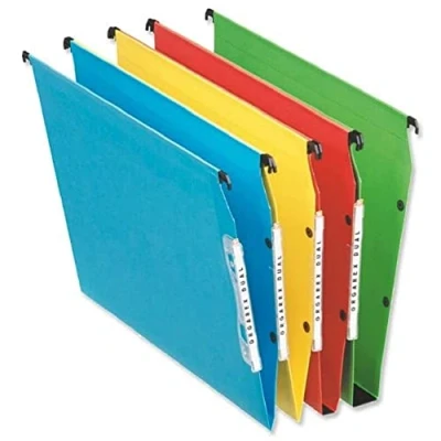 Image of Esselte Dual Vertical Suspension File, A4, V Base, Pack of 25 Connectable Files, Tabs Included, Blue, Orgarex Range, 21646