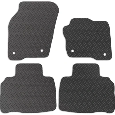 Image of Carsio Rubber Car Mats For Ford Edge 2015+ Onwards Tailored Fit Floor Mat Set Complete Accessory Black Custom Fitted All Weather &amp; Heavy Duty, Anti Slip Backing with Clips