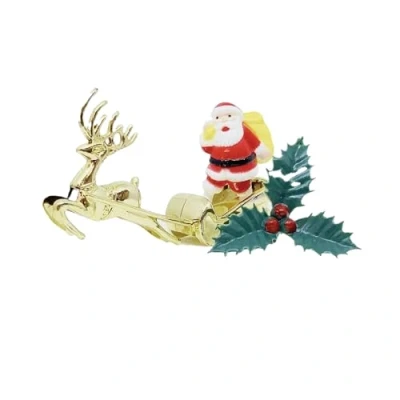 Image of Anniversary House Santa &amp; Golden Sleigh Plastic Cake Topper Holly Pick