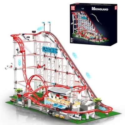 Image of Mould King 11014 Roller Coaster Building Kit, Amusement Park Funfair Track Construction Blocks Toys with Motors, Toy for Adult/Kids Age 8+ (3646 Pieces)