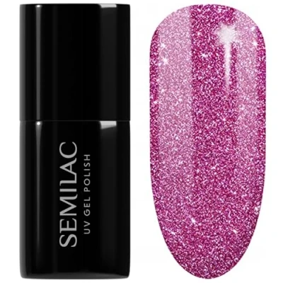 Image of SEMILAC 462 Pink Bubbles Nail UV Gel Polish Long Lasting and Easy to Apply Soak off UV/Led Perfect for Home Professional Manicure Pedicure 7 ml